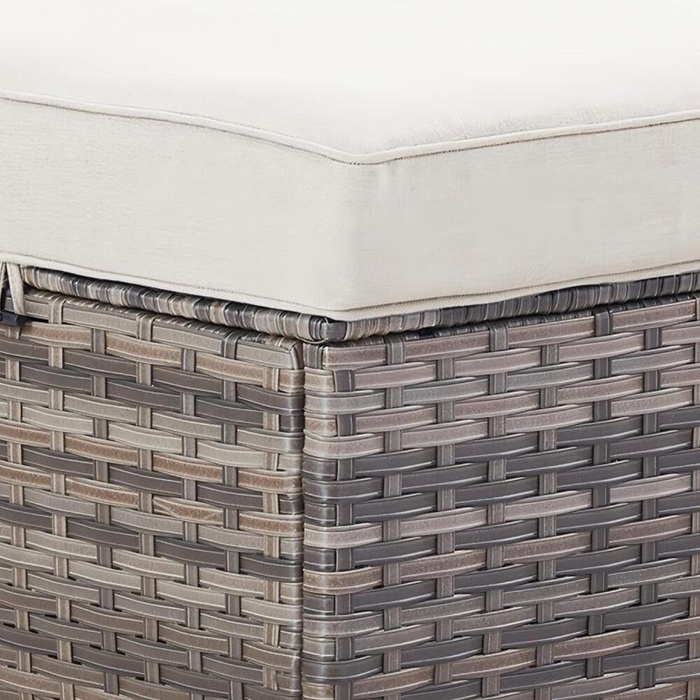 Sunwell Garden 13.7" Ottoman with Beige Cushion in Grey (Set of 2), , large