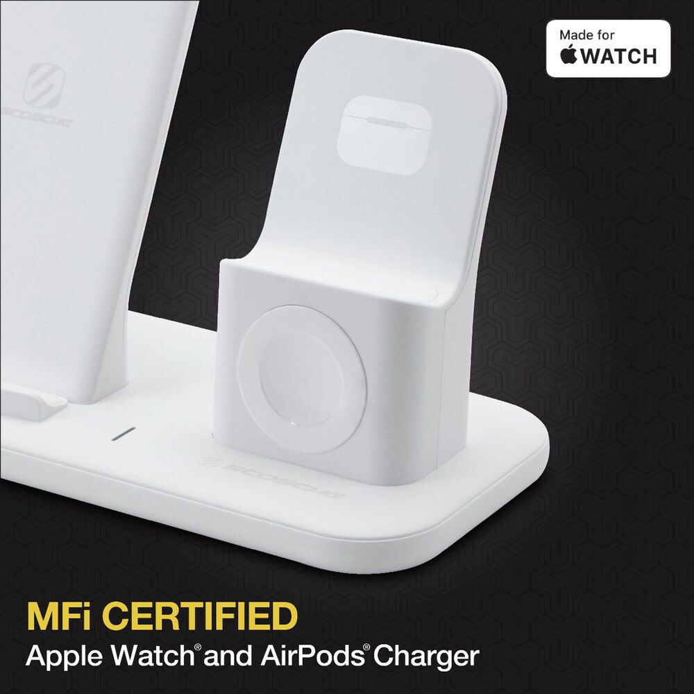 Scosche Base3 3-In-1 Wireless Charging Dock in White, , large