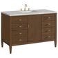 James Martin Vanities Myrrin 48" Single Bathroom Vanity in Mid-Century Walnut with 3 cm Eternal Jasmine Pearl Silestone Top, Rectangular Sink and FreePower Wireless Charger, , large