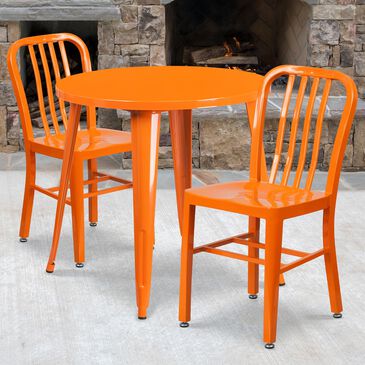 Flash Furniture 3-Piece Round Metal Table Set in Orange, , large