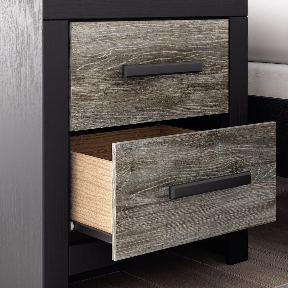 Ashley Broachmyn 2 Drawer Nightstand in Rustic Gray and Matte Black, , large