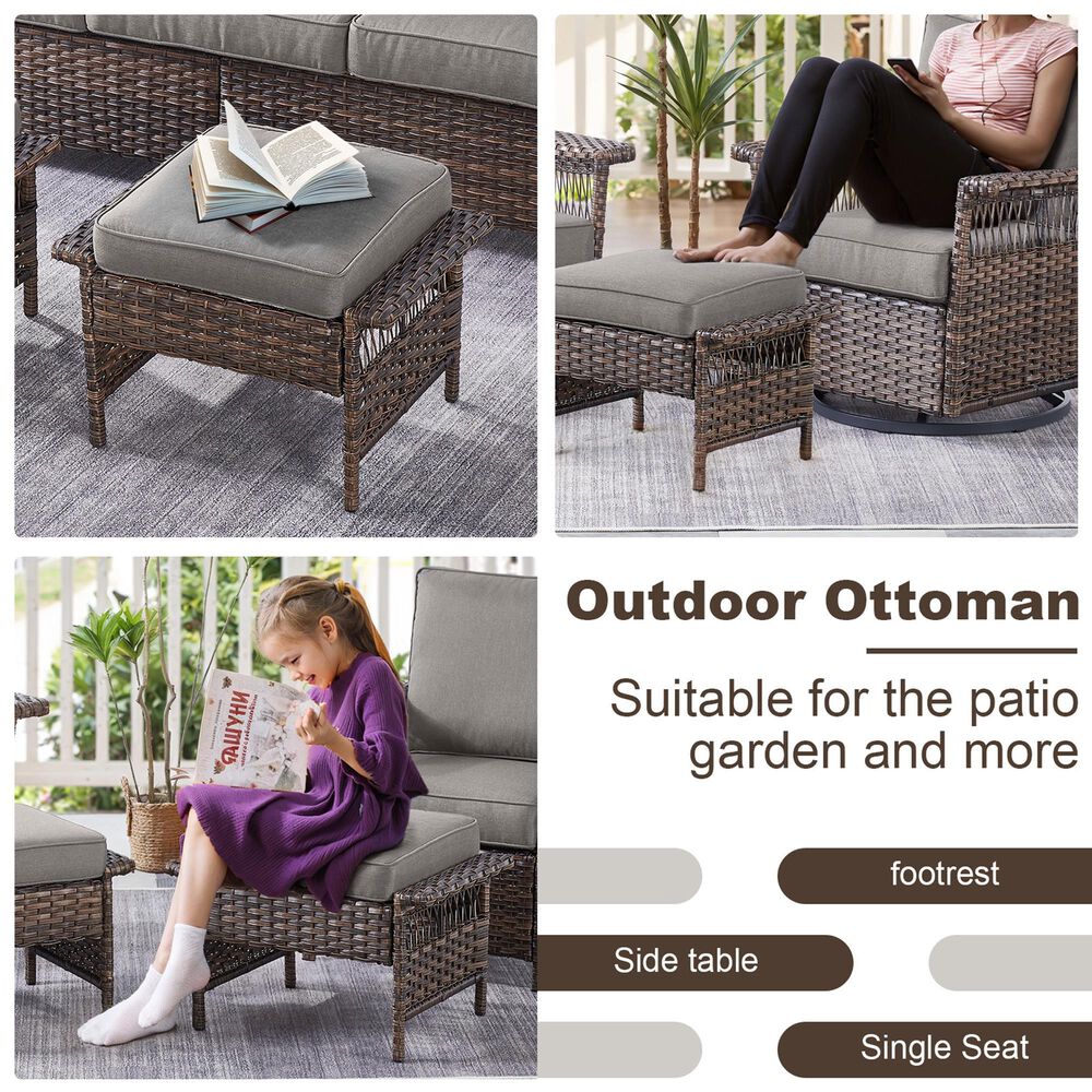 Sunwell Garden 5-Piece Patio Conversation Set with Swivel Chairs in Gray, , large