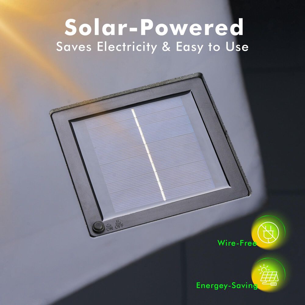 HOMLUX LED-Lit Patio Coffee Table with Built-In Solar Powered LED Lights in Gray, , large