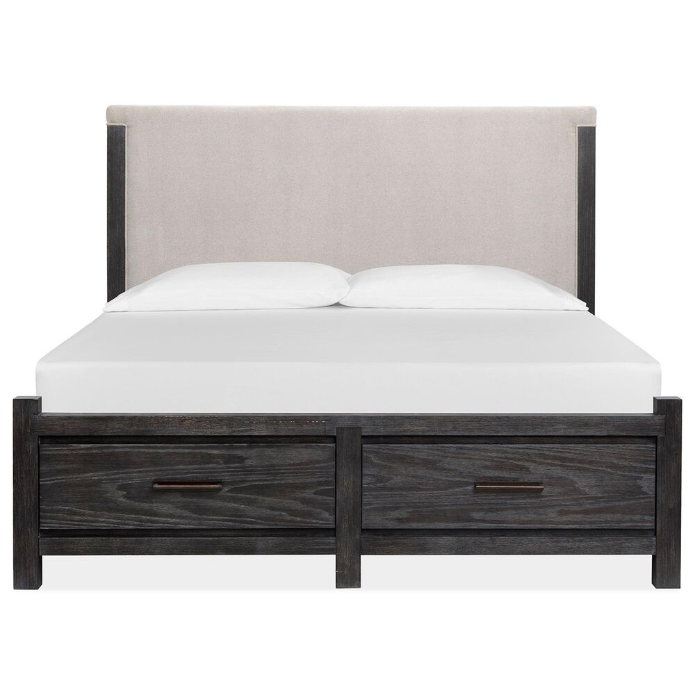 Nicolette Home Plum Creek 4 Piece King Upholstered Storage Bedroom Set in Ravenwood Black, , large