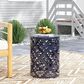 Hearth and Haven Outdoor End Table with Floral Pattern in Navy Blue, , large