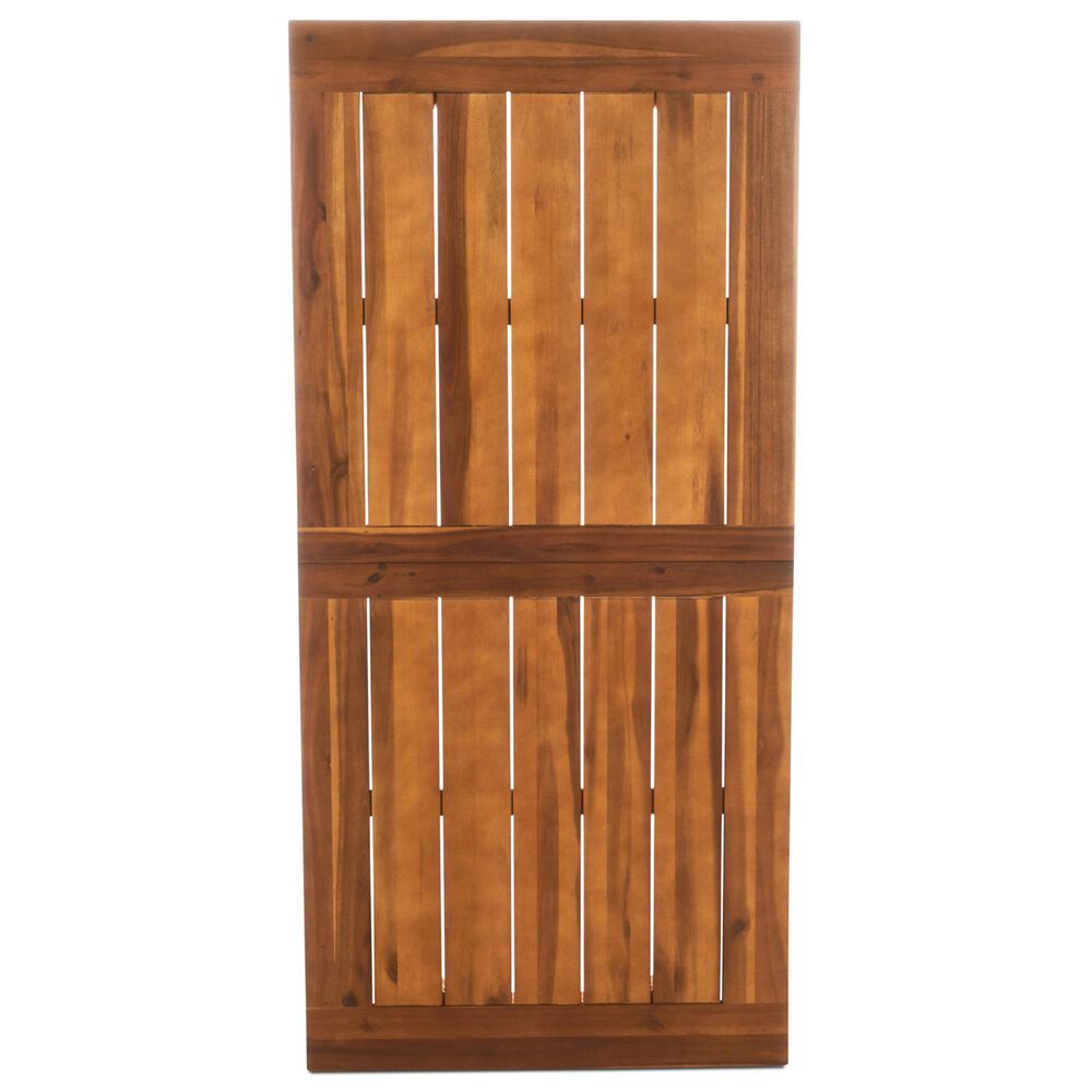 Hearth and Haven Della Outdoor Dining Table with Slatted Wood Top and Iron Frame in Teak, , large