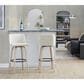 LumiSource Toriano Swivel Bar Stool with Cream Fabric Upholstery in Whitewashed and Black (Set of 2), , large