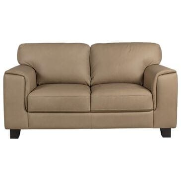Chateau D"ax Leather Stationary Loveseat in Tan, , large