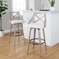 LumiSource Charlotte Swivel Bar Stool with Cream Fabric Upholstery in Light Grey and Black (Set of 2), , large