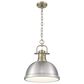 Golden Lighting Duncan 1-Light Pendant with Chain and Pewter Shade in Aged Brass, , large