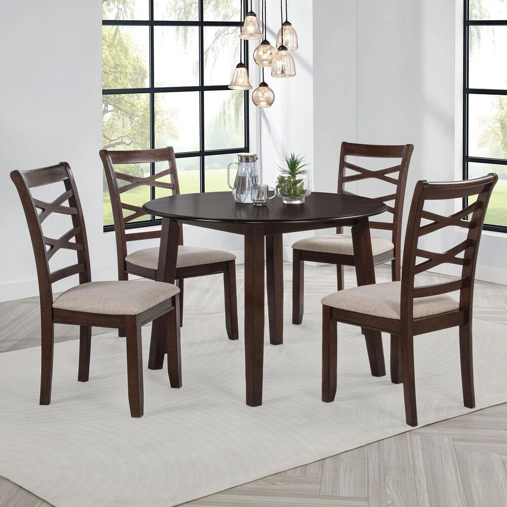 Coaster Barton 5-Piece Round Dining Set in Dark Brown, , large