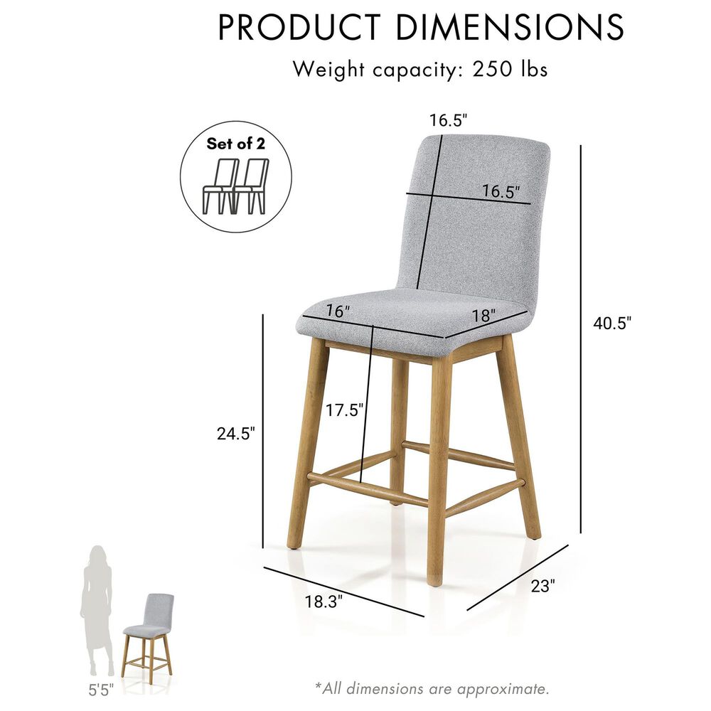 Furniture of America Nayel Upholstered Counter Height Chair in Natural (Set of 2), , large