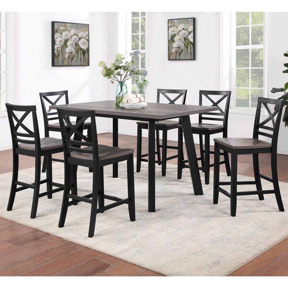 Davis International Counter Table and 6 Counter Stools in Black, , large