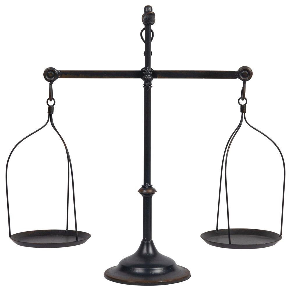 Creative Coop Decorative Antique Iron Balance Scale with Bird in Black, , large