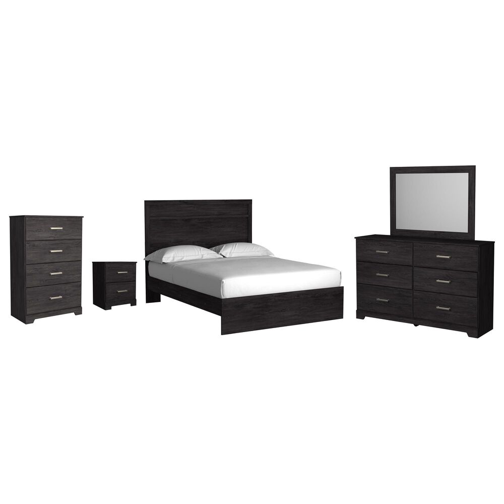 Ashley Belachime 5 Piece Queen Panel Bedroom Set in Dark Charcoal, , large