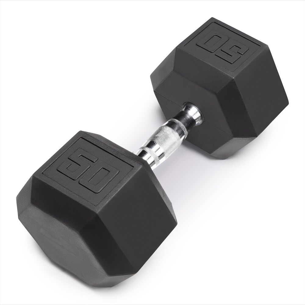Impex, Inc 50 Lb Rubber Hex Dumbbell, , large