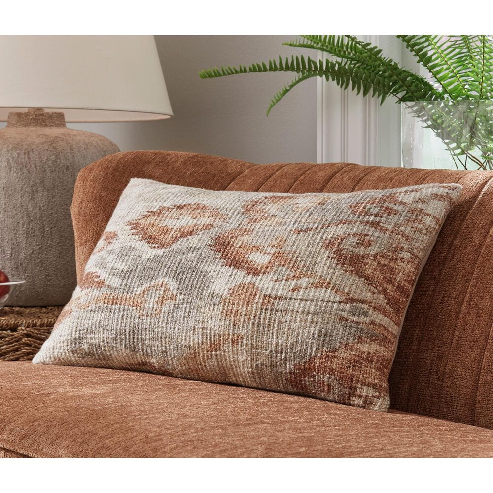 Ashley Aprover 14&quot; x 22&quot; Lumbar Throw Pillow in Rust, Gray and White, , large