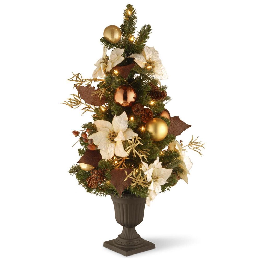 National Tree 3" Decorative Collection Potted Entrance Tree with 50 White Lights, , large