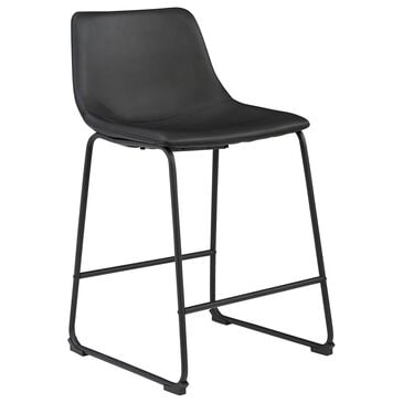 Ashley Centiar 24" Upholstered Counter Stool in Black Faux Leather, , large