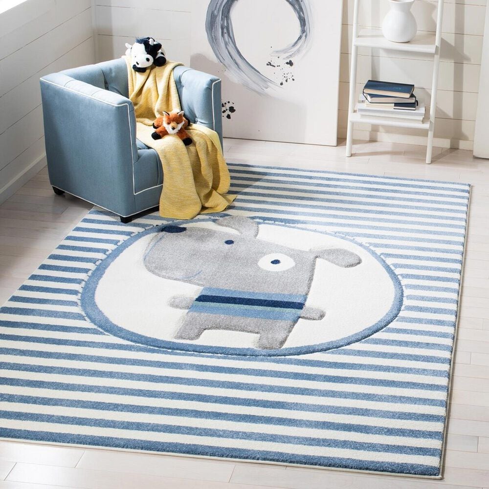 Safavieh Carousel Animals 8&#39; x 10&#39; Ivory and Blue Kids  Area Rug, , large