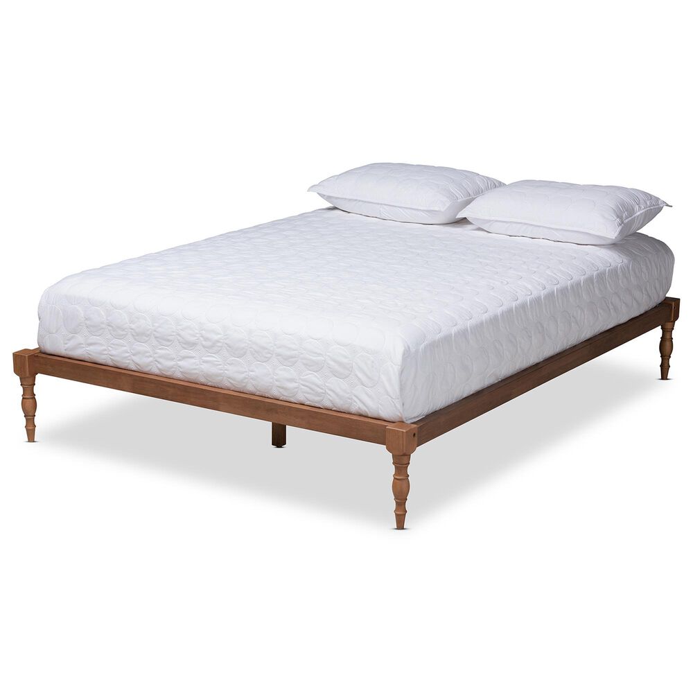 Baxton Studio Iseline Full Platform Bed Frame in Walnut Brown, , large