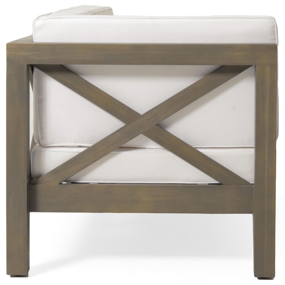 Hearth and Haven Brava Outdoor Corner Bench with Coffee Table in White, , large