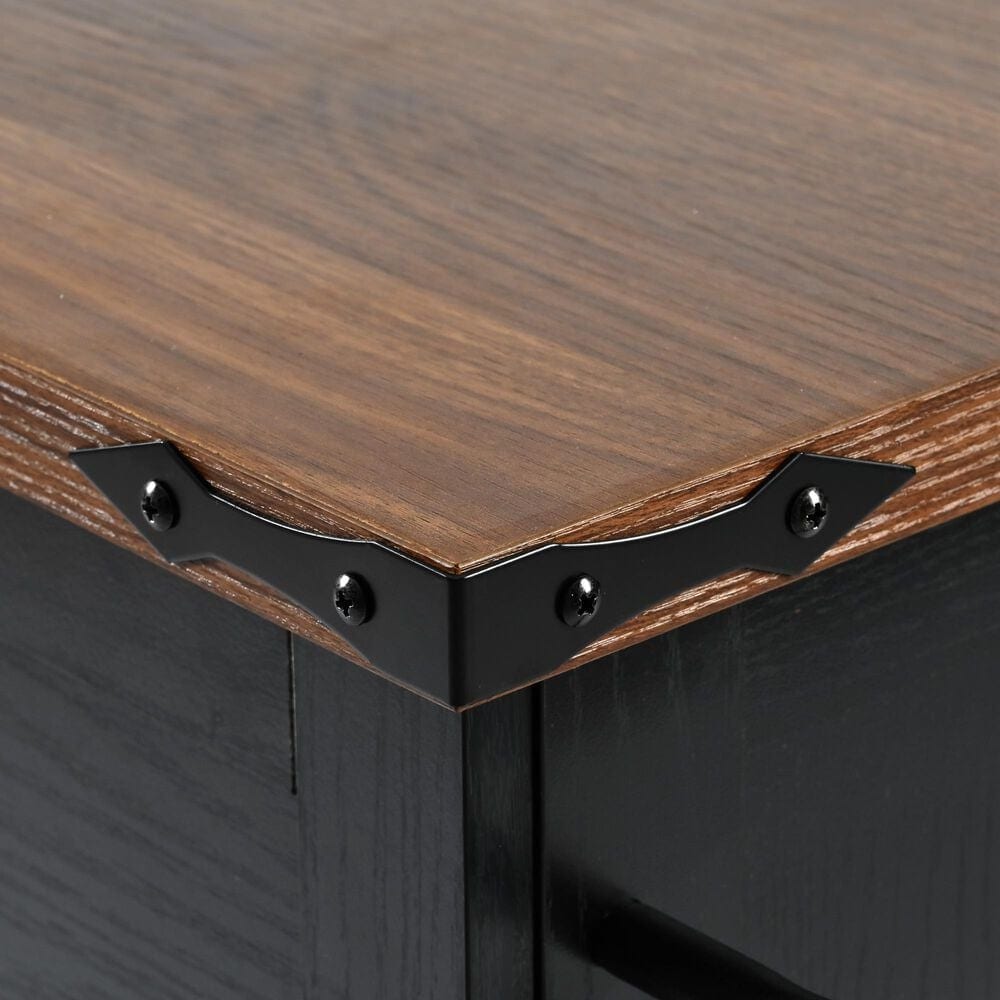 HOMLUX 55" Farmhouse Kitchen Island with Power Outlet in Black, , large