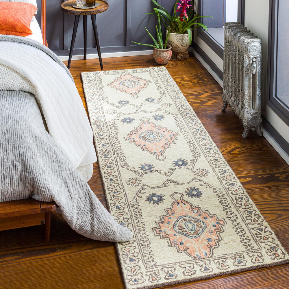 Surya Urfa URF-2302 2&#39;6&quot; x 8&#39; Peach, Camel and Gray Runner, , large