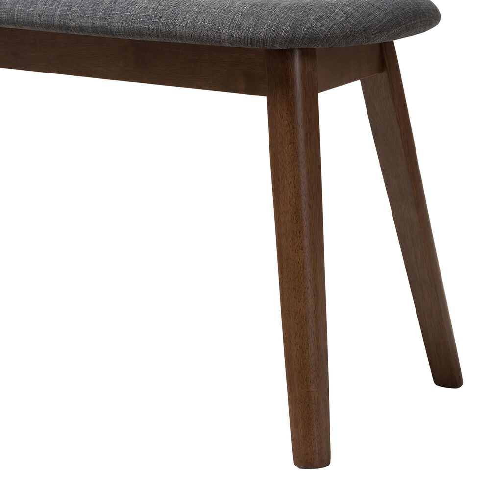 Baxton Studio Easton Bench with Dark Grey Cushion in Walnut Brown, , large