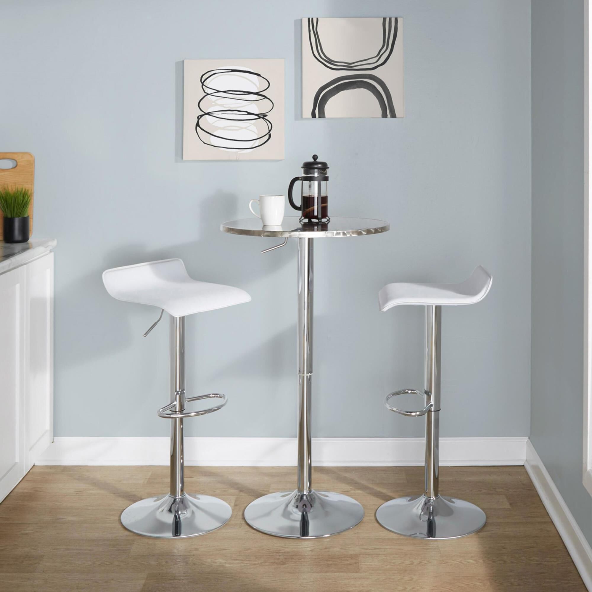 Lumisource Ale Swivel Adjustable Barstool with White Seat in