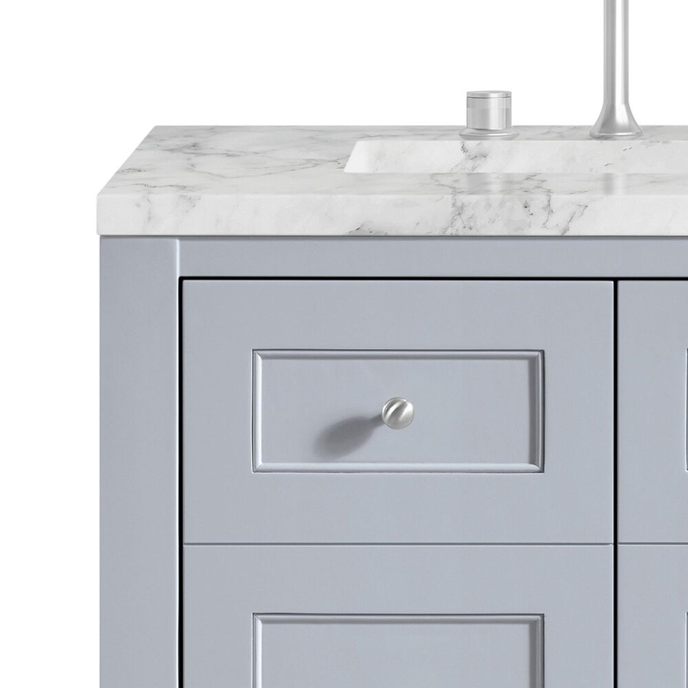 James Martin Vanities Breckenridge 30&quot; Single Bathroom Vanity in Serenity Blue with 3 cm Carrara White Marble Top and Rectangular Sink, , large