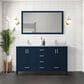 Lexora Home Jacques 60" Double Bathroom Vanity in Navy Blue with 2 cm White Cultured Marble Top and Rectangular Sinks, , large