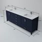 Lexora Home Jacques 80" Double Bathroom Vanity in Navy Blue with 2 cm White Quartz Top and Rectangular Sinks, , large