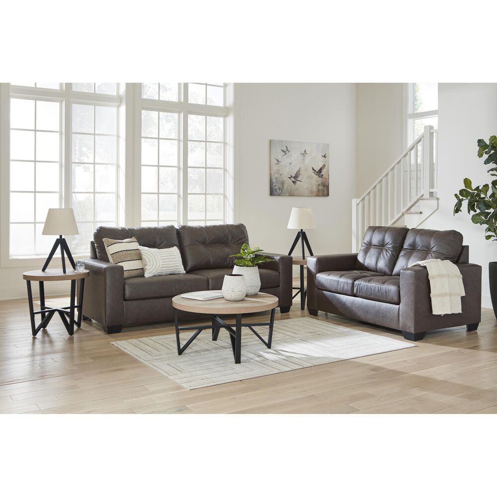 Ashley Barlin Mills Stationary Sofa and Loveseat Set in Umber, , large