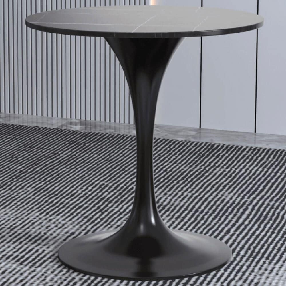 Leisuremod Verve 27&quot; Round Dining Table with Sintered Stone Top in Black - Table Only, , large