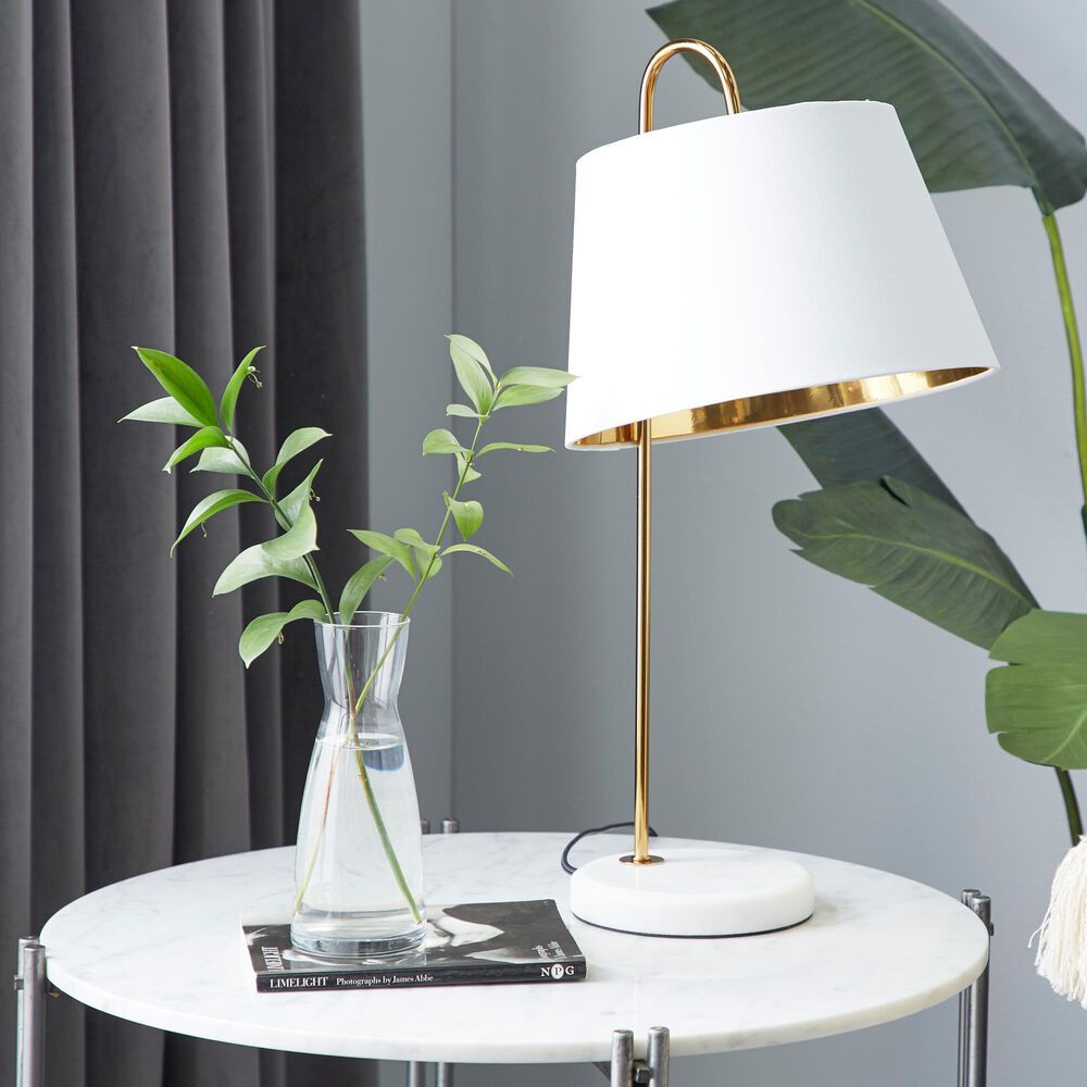 Maple and Jade Modern Table Lamp in Gold and White, , large