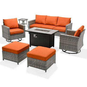 HOMLUX 7 Piece Outdoor Patio Set in Orange, , large
