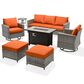 HOMLUX 7 Piece Outdoor Patio Set in Orange, , large