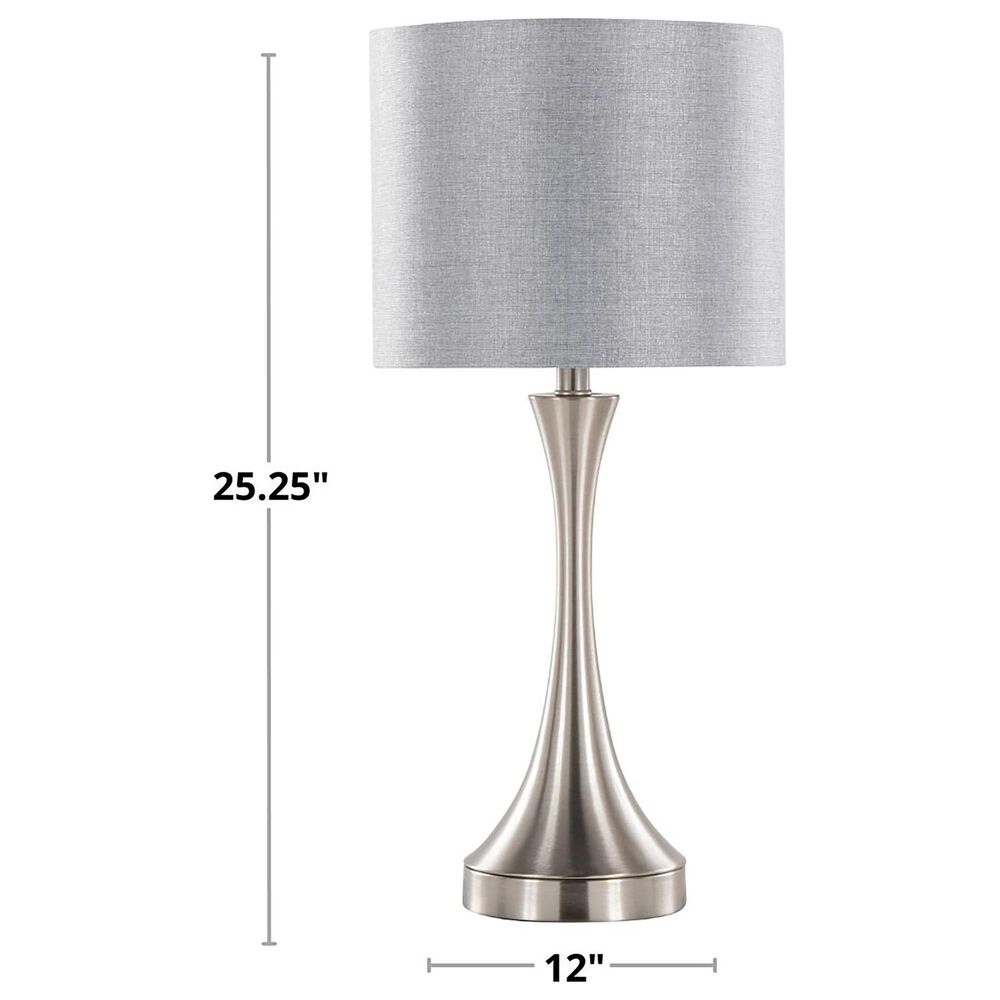 LumiSource Lenuxe 25" Metal Table Lamp with Grey Linen Shade in Brushed Nickel (Set of 2), , large