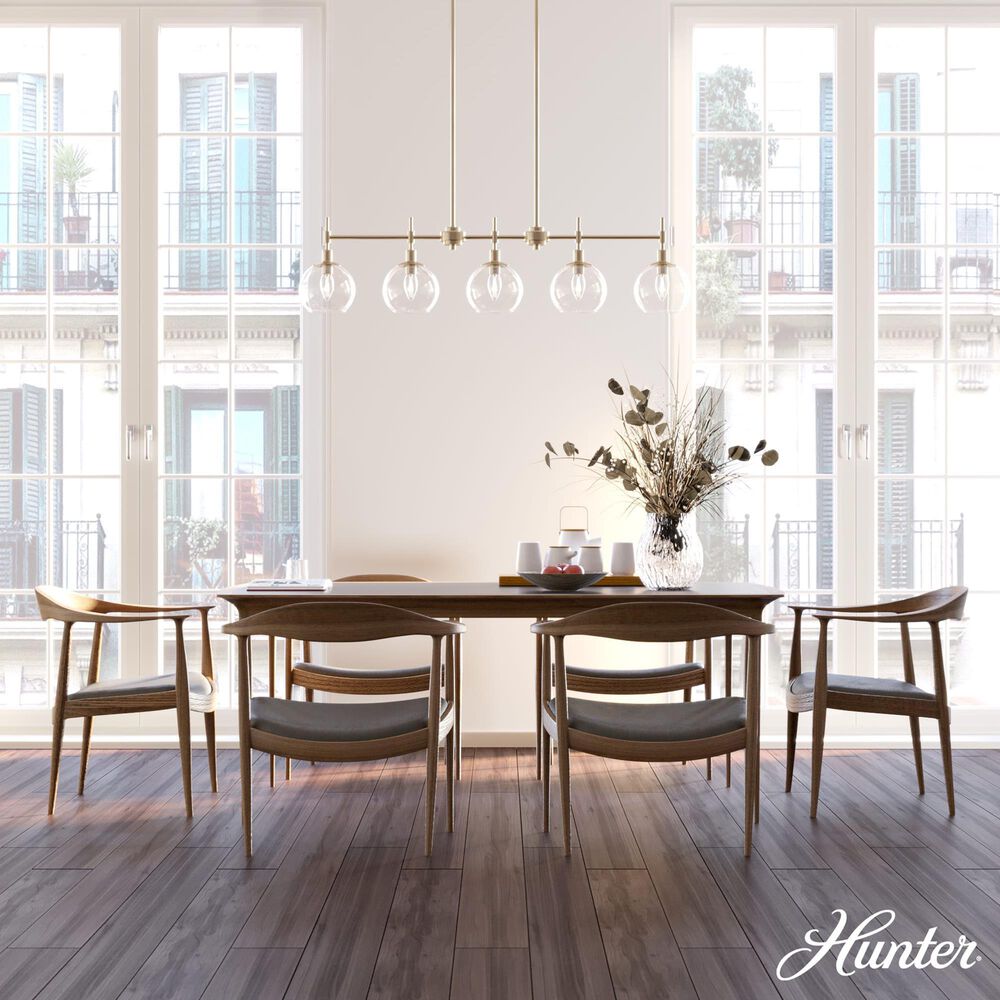 Hunter Xidane 5-Light Linear Chandelier in Alturas Gold, , large