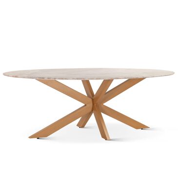 Home Trends & Design Malibu Oval Dining Table in Antique Gold and Sawar White - Table Only, , large