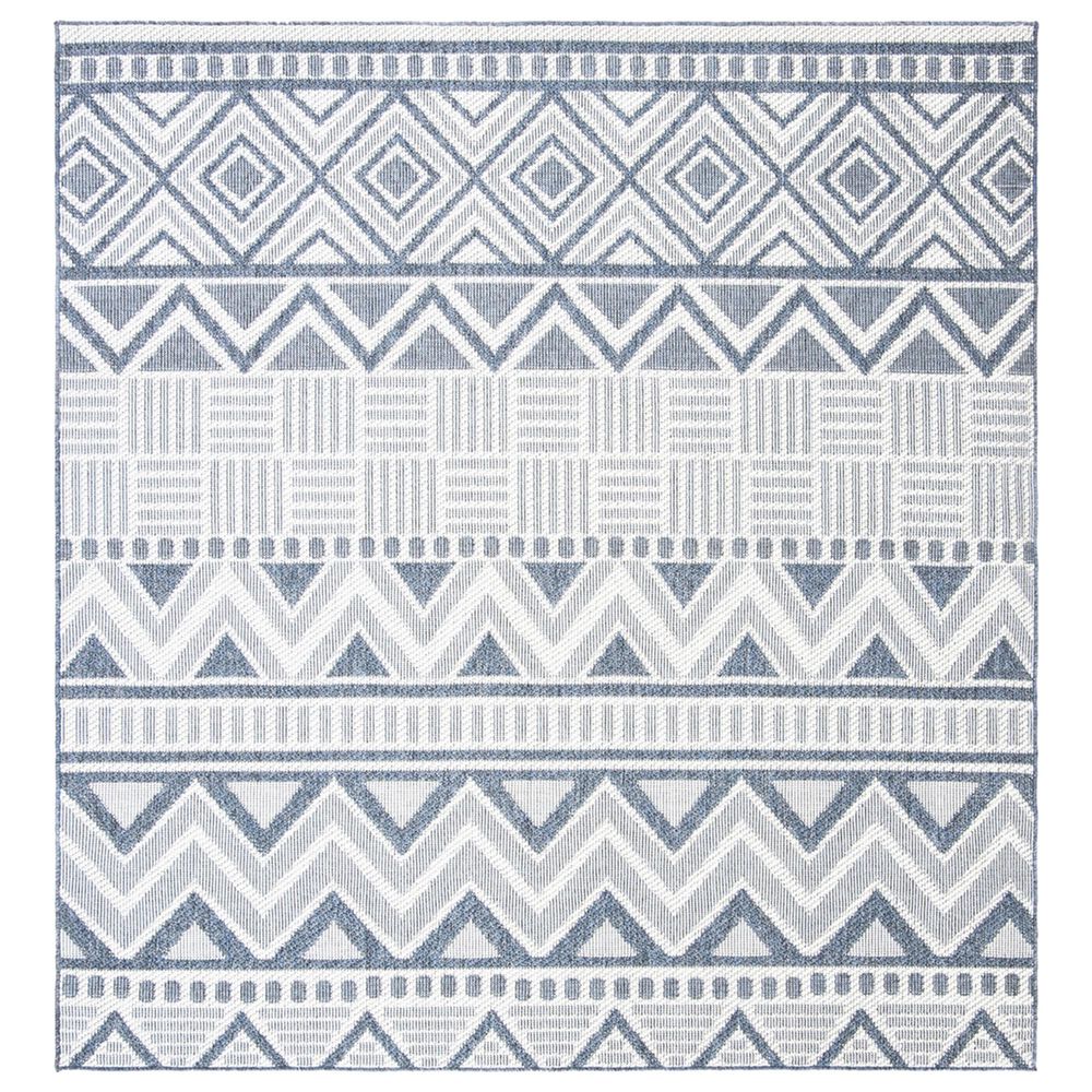 Safavieh Bermuda 8" Square Cream and Navy Indoor/Outdoor Area Performance Rug, , large