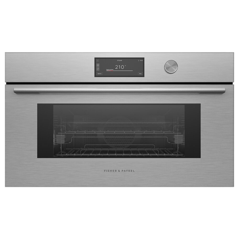 Fisher & Paykel Contemporary Series 9 1.9 Cu. Ft. Compact Combination Steam Wall Oven in Brushed Silver, , large