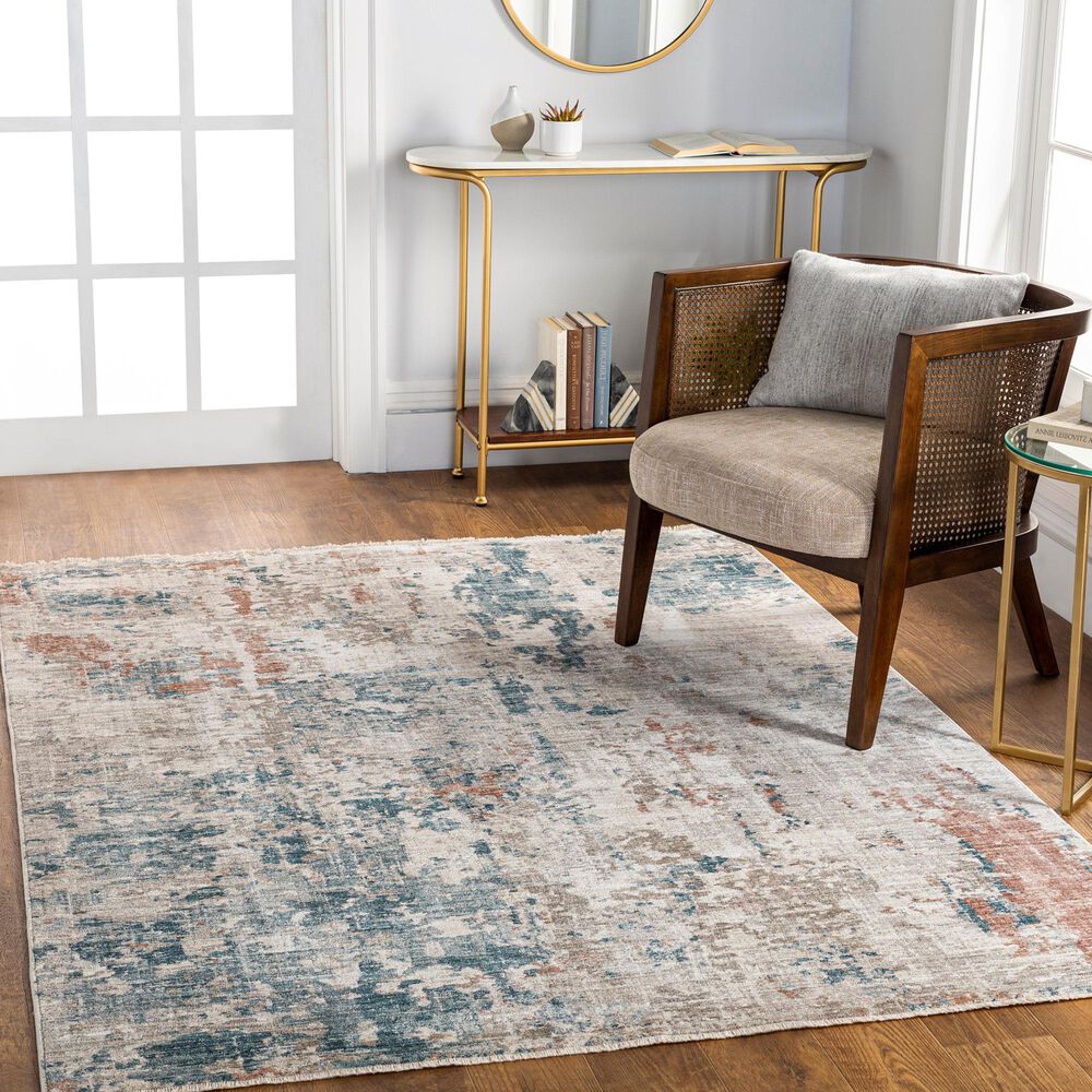 Surya Carlisle 5&#39;3&quot; x 7&#39;9&quot; Pale Blue, Dusty Pink, Medium Brown, Cream and Charcoal Area Rug, , large