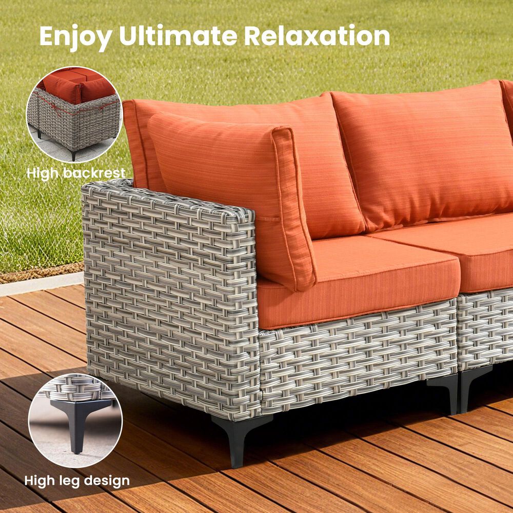 HOMLUX 8-Piece Outdoor Modular Sofa Conversation Set in Orange, , large