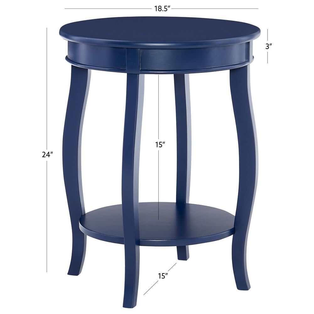 Linon Home Decor Aura Round Side Table in Navy Blue, , large