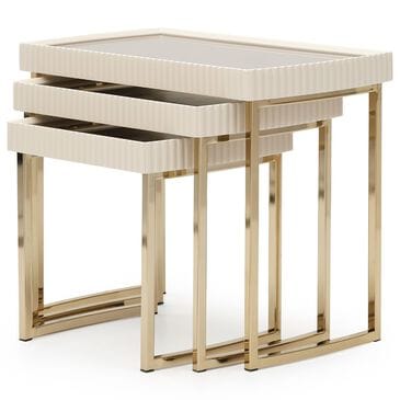 Vista Haus Lisbon 3-Piece Nesting Table Set in Silken Matte Cream, , large
