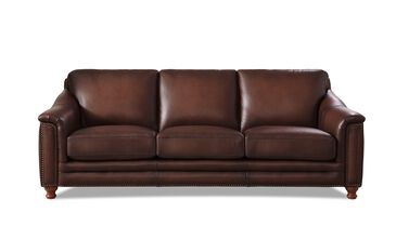 Hydeline Belfast Stationary Leather Sofa in Caramel Brown, , large