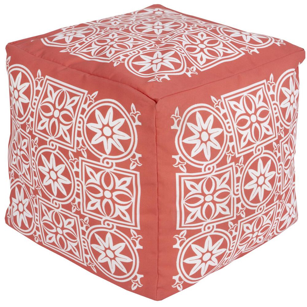 Surya Inc Surya Poufs Cube Pouf in Coral and Ivory , , large