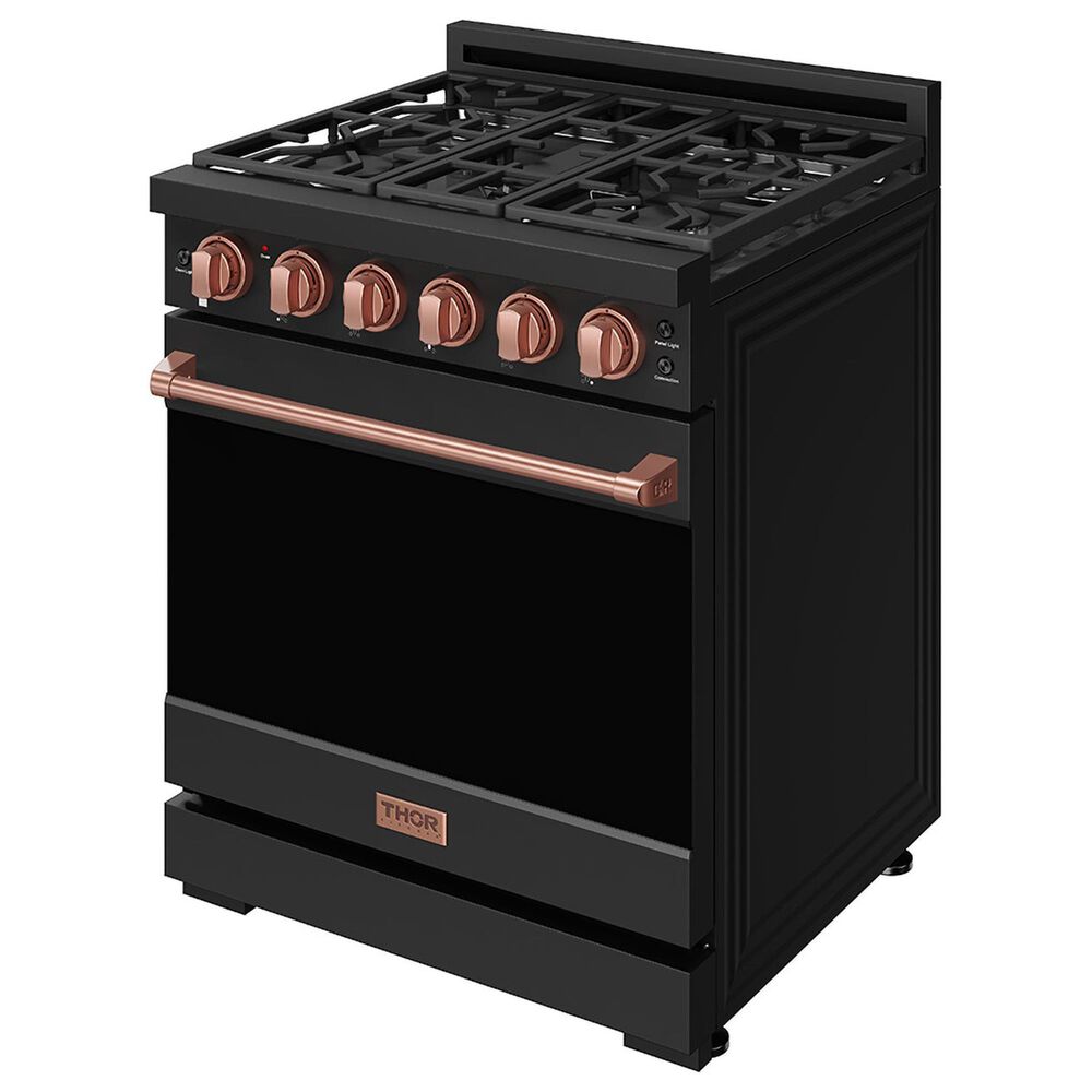 Thor Kitchen Gordon Ramsay 4.6 Cu. Ft. Professional Liquid Propane Range with Rose Gold Handle Kit in Black, , large